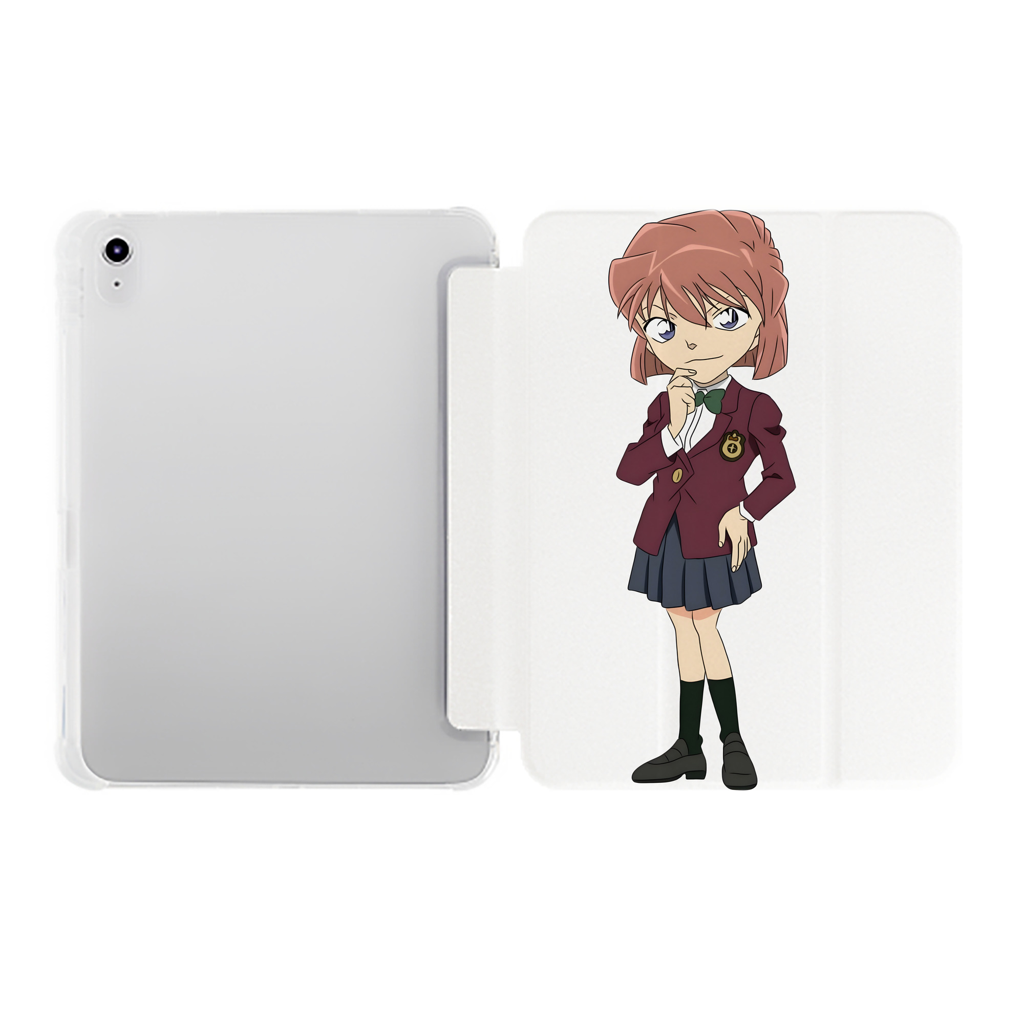 （画像用） 名探偵コナン 灰原 哀 はいばら あい Detective Conan Anita Hailey、Vi Graythorn Haibara Ai IPad ケース ペン収納付き 三つ折りスタンド PUレザー×シリコン 対応機種9.5/10.5/10.9インチ